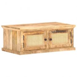 Table basse 90x50x35 cm Bois de manguier et canne naturelle 289089