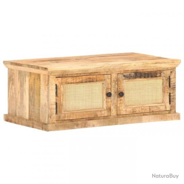 Table basse 90x50x35 cm Bois de manguier et canne naturelle 289089