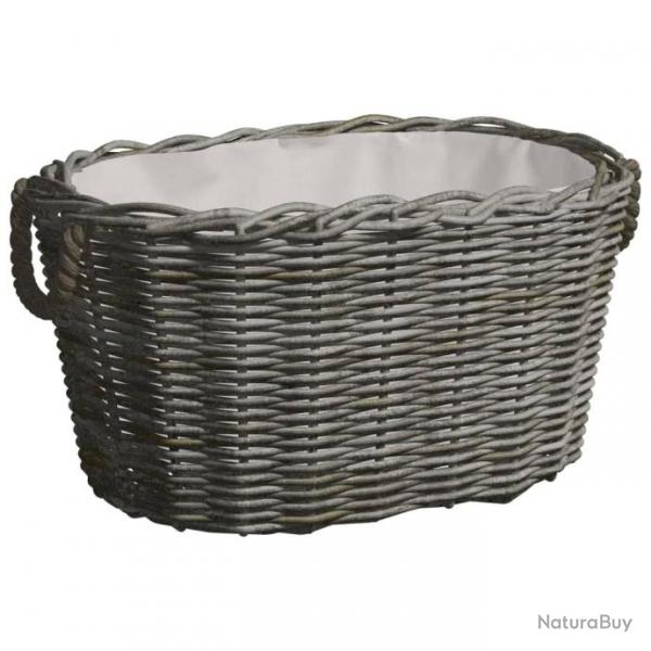 Panier  bois de chauffage avec poignes 60x40x28 cm Gris Saule 286985