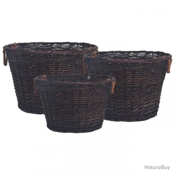 Jeu 3 paniers empilables  bois de chauffage Marron fonc Saule 286986