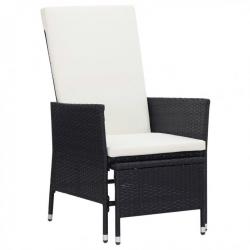 Chaise inclinable de jardin avec coussins Résine tressée Noir 310228
