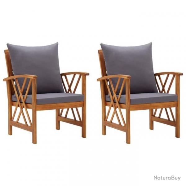 Chaises de jardin avec coussins 2 pcs Bois d'acacia massif 310268