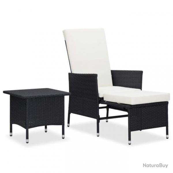 Salon de jardin 2 pcs avec coussins Rsine tresse Noir 310231