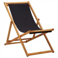Chaise pliable de plage Bois d'eucalyptus et tissu Noir 310316