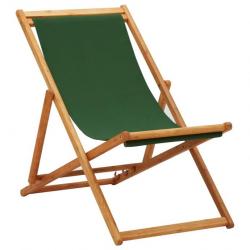 Chaise pliable de plage Bois d'eucalyptus et tissu Vert 310315