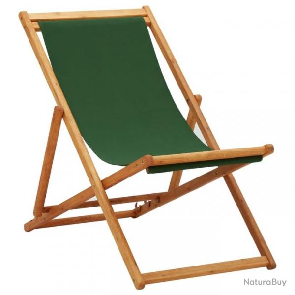 Chaise pliable de plage Bois d'eucalyptus et tissu Vert 310315