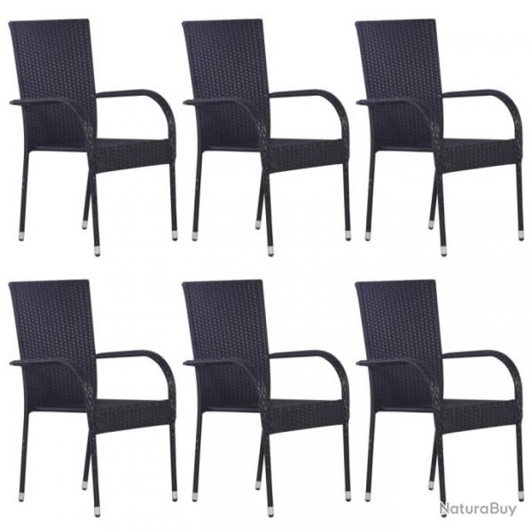 Chaises empilables d'extrieur 6 pcs Rsine tresse Noir 310087