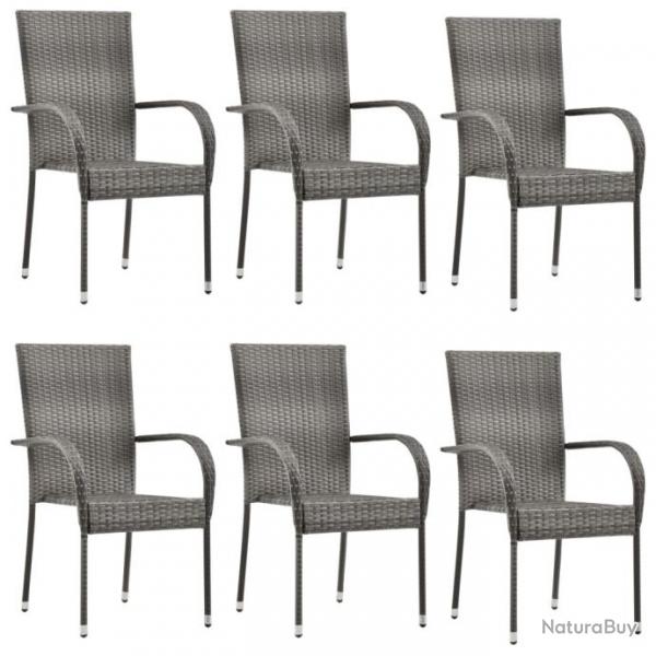 Chaises empilables d'extrieur 6 pcs Gris Rsine tresse 310088