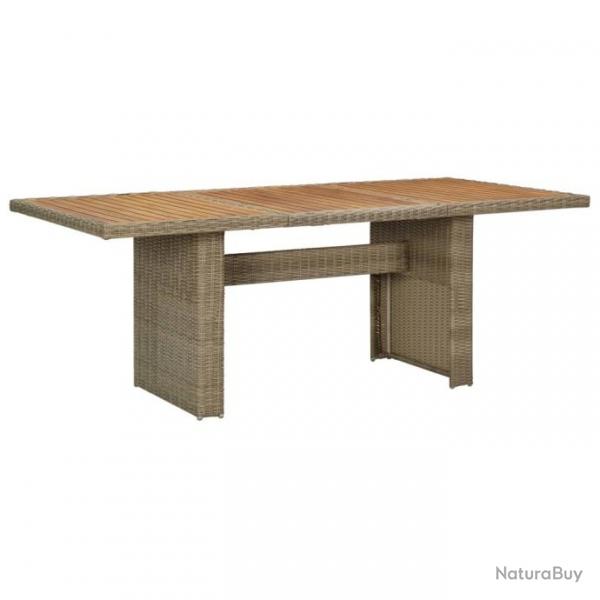 Table  dner de jardin Marron 200x100x74 cm Rsine tresse