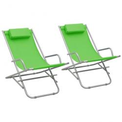 Chaises à bascule 2 pcs Acier Vert 310339