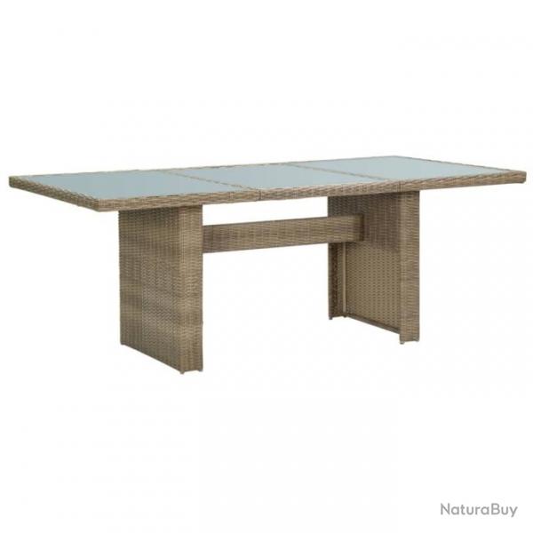 Table  dner Marron 200x100x74 cm Verre et rsine tresse 310142