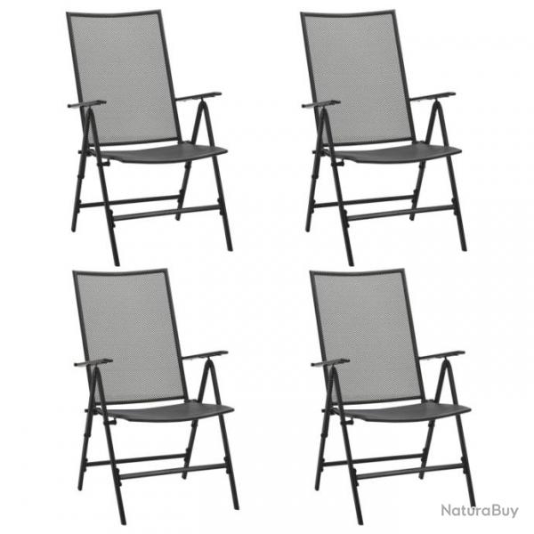 Chaises pliables en maille 4 pcs Acier Anthracite 310153