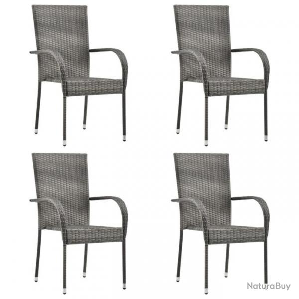 Chaises empilables d'extrieur 4 pcs Gris Rsine tresse 310085