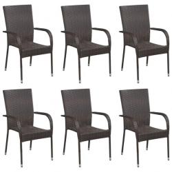 Chaises empilables d'extérieur 6 pcs Résine tressée Marron 310086