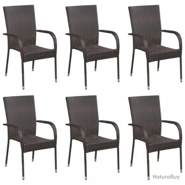 Chaises empilables d'extrieur 6 pcs Rsine tresse Marron 310086