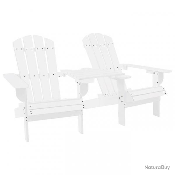 Chaises de jardin Adirondack avec table Bois de sapin Blanc