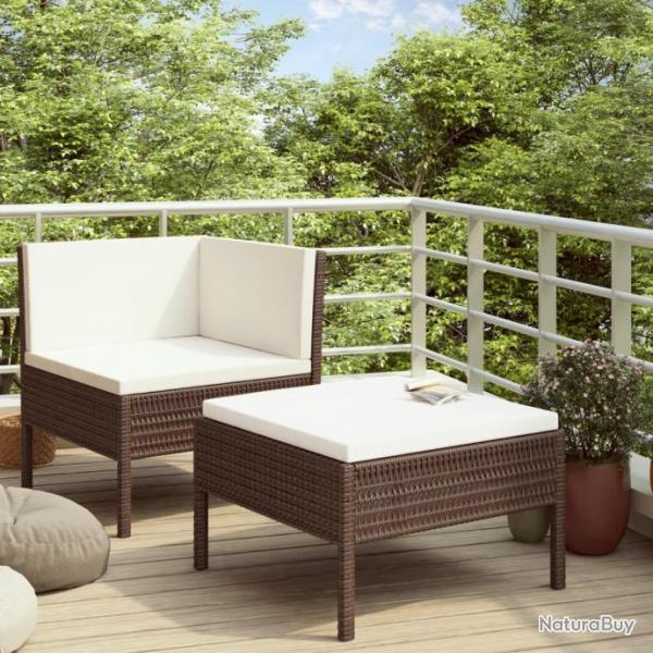 Salon de jardin 2 pcs avec coussins Rsine tresse Marron 310205