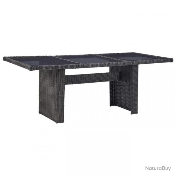 Table  dner Noir 200x100x74 cm Verre et rsine tresse 310145