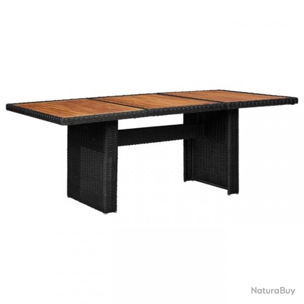 Table  dner de jardin Noir 200x100x74 cm Rsine tresse 310144