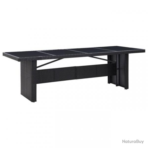 Table de jardin Noir 240x90x74 cm Rsine tresse et verre 310071