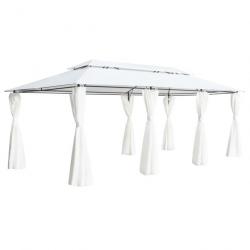 Belvedere auvant avec rideaux 600x298x270 cm Blanc 180 g/m² 310073