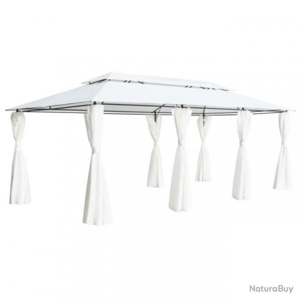 Belvedere auvant avec rideaux 600x298x270 cm Blanc 180 g/m 310073