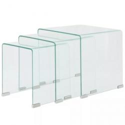 tables gigognes 3 Pièces Verre trempé Transparent 244190