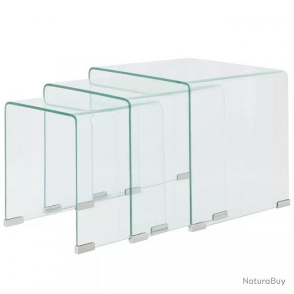 tables gigognes 3 Pices Verre tremp Transparent 244190