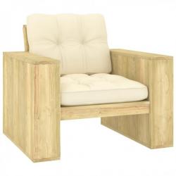 Chaise de jardin avec coussins crème Bois de pin imprégné 3065743