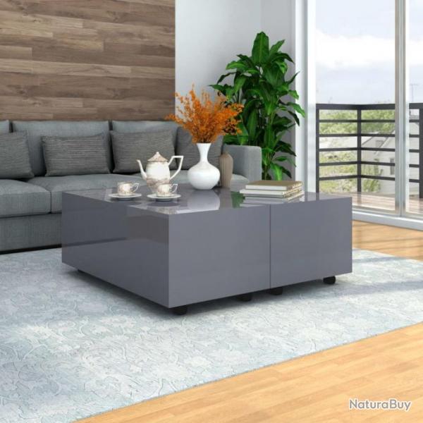 Table basse Gris brillant 100 x 100 x 35 cm 283726