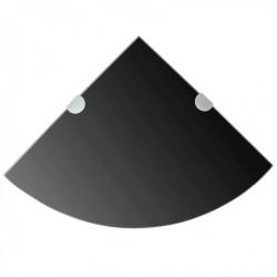 Étagères d'angle 2 pcs et supports chromés Verre Noir 35x35 cm 3051596