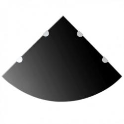 Étagères d'angle 2 pcs et supports chromés Verre Noir 45x45 cm 3051597