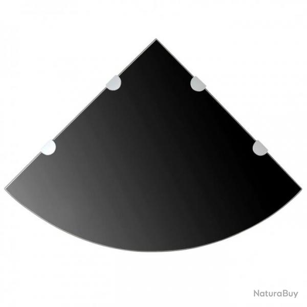tagres d'angle 2 pcs et supports chroms Verre Noir 45x45 cm 3051597