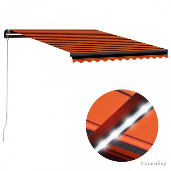 Store Auvent manuel rtractable avec LED 300x250 cm Orange et marron 3055223
