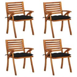 Chaises de jardin avec coussins 4 pcs Bois de teck solide 3075196