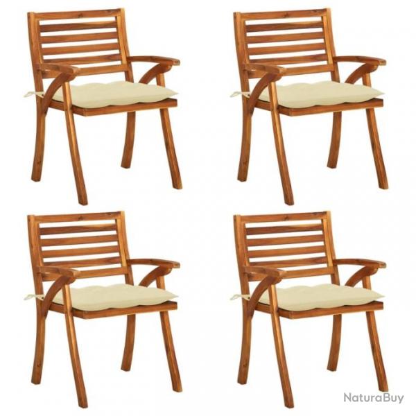 Chaises de jardin avec coussins 4 pcs Bois de teck solide 3075191