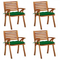 Chaises de jardin avec coussins 4 pcs Bois de teck solide 3075194