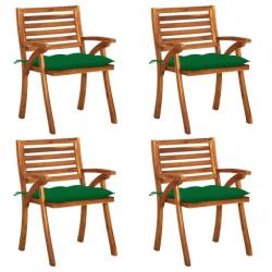 Chaises de jardin avec coussins 4 pcs Bois de teck solide 3075194