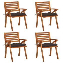 Chaises de jardin avec coussins 4 pcs Bois de teck solide 3075197