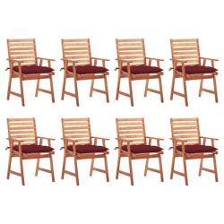 Chaises à dîner d'extérieur 8 pcs avec coussins Acacia massif 3078398