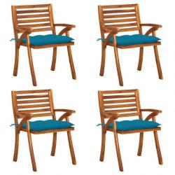 Chaises de jardin avec coussins 4 pcs Bois de teck solide 3075193