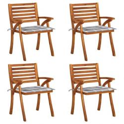 Chaises de jardin avec coussins 4 pcs Bois de teck solide 3075188