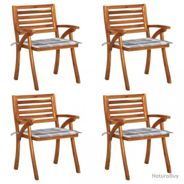 Chaises de jardin avec coussins 4 pcs Bois de teck solide 3075188