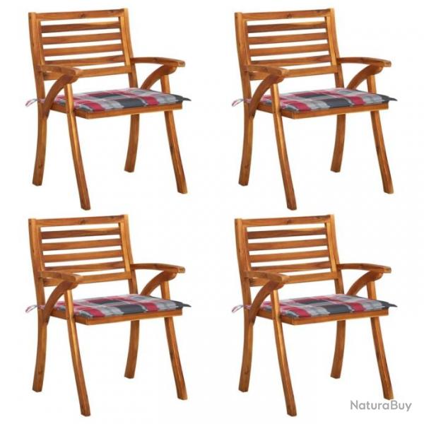 Chaises de jardin avec coussins 4 pcs Bois de teck solide 3075187
