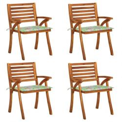 Chaises de jardin avec coussins 4 pcs Bois de teck solide 3075186