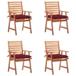 Chaises à dîner d'extérieur 4 pcs avec coussins Acacia massif 3078344