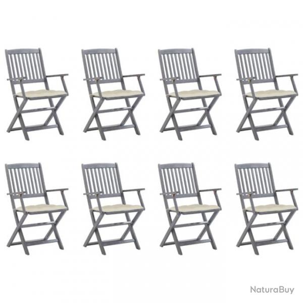 Chaises pliables d'extrieur 8 pcs avec coussins Bois d'acacia 3078279