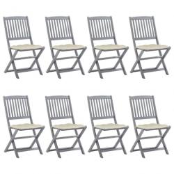 Chaises pliables d'extérieur 8 pcs avec coussins Bois d'acacia 3078307