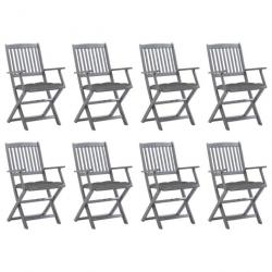 Chaises pliables d'extérieur 8 pcs avec coussins Bois d'acacia 3078278