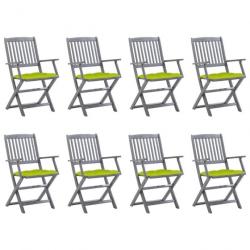 Chaises pliables d'extérieur 8 pcs avec coussins Bois d'acacia 3078288